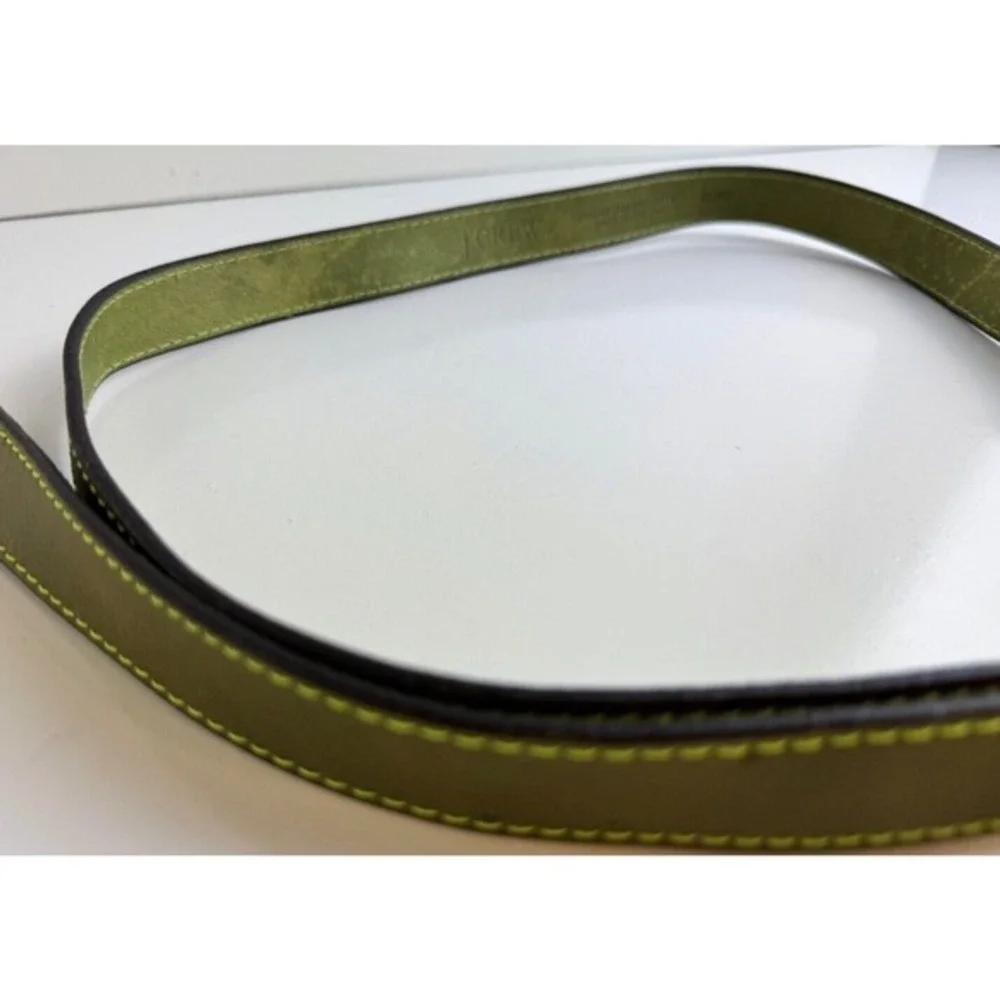J.Crew Green Italian Leather Skinny Belt Gold Buckle‎ Preppy Chic Academia 47-67